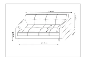 Darcia 3-seter Sovesofa 55x183 cm med Oppbevaring i Lin - Terrakotta - Møbler - Sofaer - Sovesofaer - 3 seters sovesofa