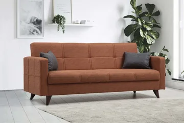 Darcia 3-seter Sovesofa 55x183 cm med Oppbevaring i Lin - Terrakotta - Møbler - Sofaer - Sovesofaer - 3 seters sovesofa