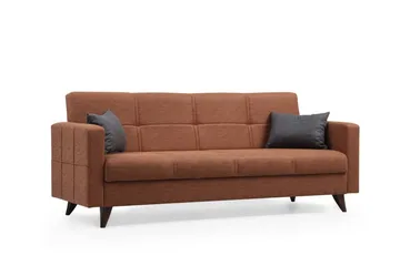 Darcia 3-seter Sovesofa 55x183 cm med Oppbevaring i Lin - Terrakotta - Møbler - Sofaer - Sovesofaer - 3 seters sovesofa