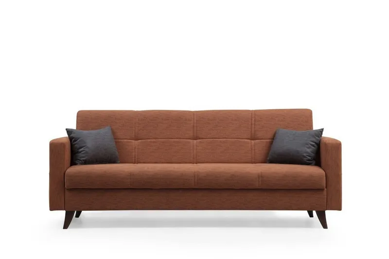 Darcia 3-seter Sovesofa 55x183 cm med Oppbevaring i Lin, Terrakotta