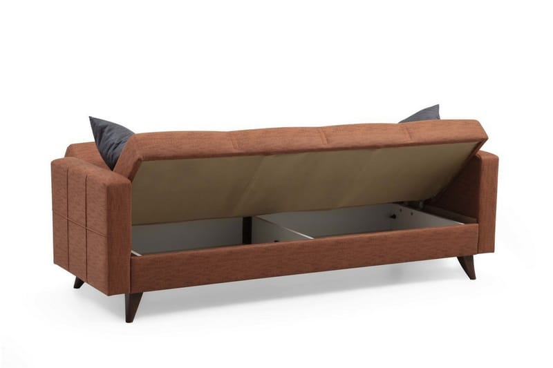 Darcia 3-seter Sovesofa 55x183 cm med Oppbevaring i Lin - Terrakotta - Møbler - Sofaer - Sovesofaer - 3 seters sovesofa