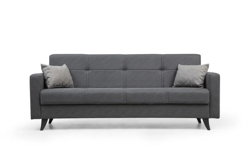 Darcia 3-seters Sovesofa 55x183 cm med Oppbevaring i Stoff, Grå
