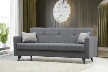 Darcia 3-seters Sovesofa 55x183 cm med Oppbevaring i Stoff - Grå - Møbler - Sofaer - Sovesofaer - 3 seters sovesofa