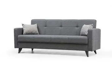 Darcia 3-seters Sovesofa 55x183 cm med Oppbevaring i Stoff - Grå - Møbler - Sofaer - Sovesofaer - 3 seters sovesofa