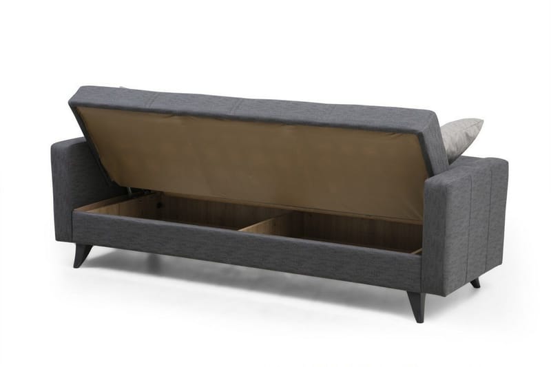Darcia 3-seters Sovesofa 55x183 cm med Oppbevaring i Stoff - Grå - Møbler - Sofaer - Sovesofaer - 3 seters sovesofa
