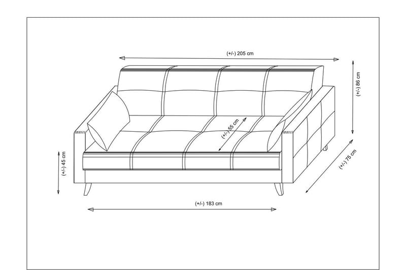 Darcia 3-seters Sovesofa 75x183 cm med Oppbevaring i Stoff - Beige - Møbler - Sofaer - Sovesofaer - 3 seters sovesofa