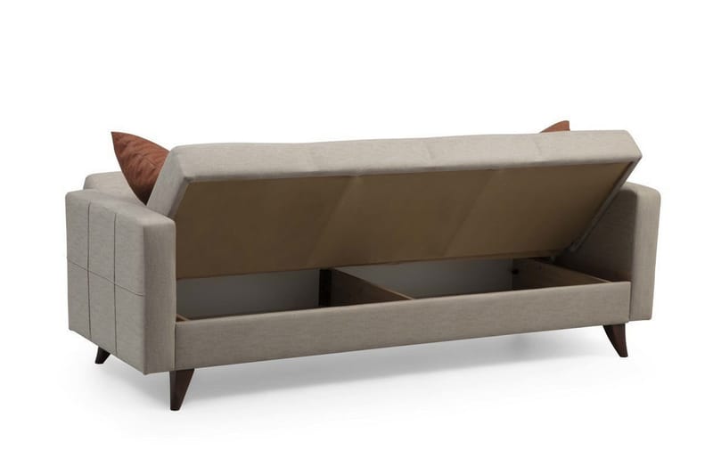 Darcia 3-seters Sovesofa 75x183 cm med Oppbevaring i Stoff - Beige - Møbler - Sofaer - Sovesofaer - 3 seters sovesofa