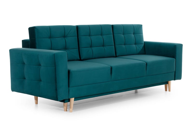Deadra 3-seter Sovesofa 133x196 cm i Stoff - Petrol - Møbler - Sofaer - Sovesofaer - 3 seters sovesofa