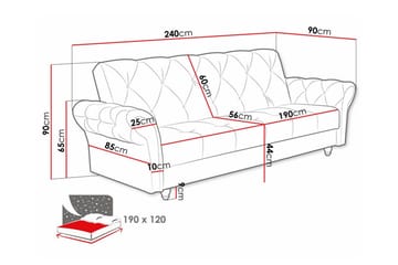 Denegal 3-seters Sovesofa - Lyse brun - Møbler - Sofaer - Sovesofaer - 3 seters sovesofa