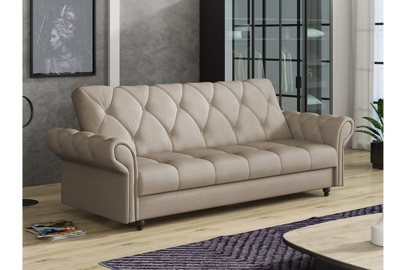 Denegal 3-seters Sovesofa - Lyse brun - Møbler - Sofaer - Sovesofaer - 3 seters sovesofa