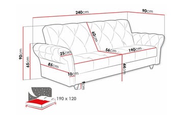 Denegal 3-seters Sovesofa - Lysegrå - Møbler - Sofaer - Sovesofaer - 3 seters sovesofa