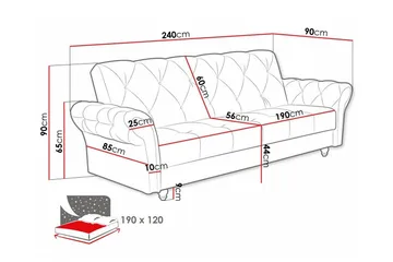 Denegal 3-seters Sovesofa - Mørkebrun - Møbler - Sofaer - Sovesofaer - 3 seters sovesofa