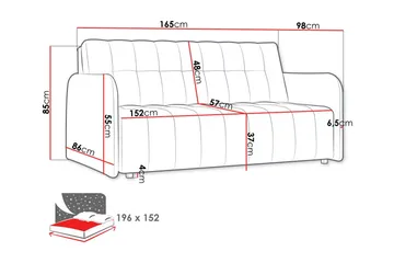 Denegal 3-seters Sovesofa - Mørkegrå - Møbler - Sofaer - Sovesofaer - 3 seters sovesofa