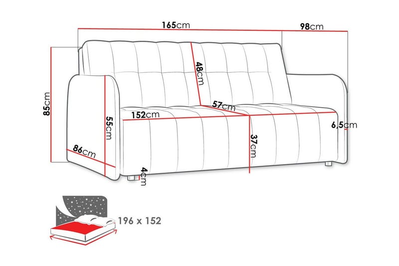 Denegal 3-seters sovesofa - Møbler - Sofaer - Sovesofaer - 3 seters sovesofa