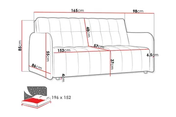 Denegal 3-seters sovesofa - Møbler - Sofaer - Sovesofaer - 3 seters sovesofa