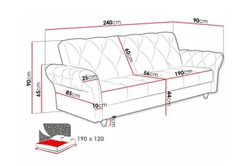 Denegal 3-seters Sovesofa - Møbler - Sofaer - Sovesofaer - 3 seters sovesofa