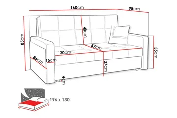 Denegal 3-sits Bäddsoffa Black - Møbler - Sofaer - Sovesofaer - 3 seters sovesofa