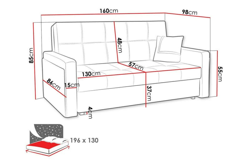 Denegal 3-sits Bäddsoffa Black - Møbler - Sofaer - Sovesofaer - 3 seters sovesofa