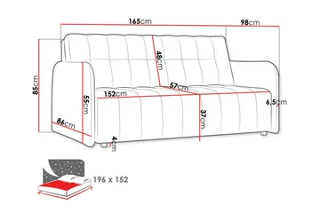 Denegal 3-sits Bäddsoffa Brown - Møbler - Sofaer - Sovesofaer - 3 seters sovesofa