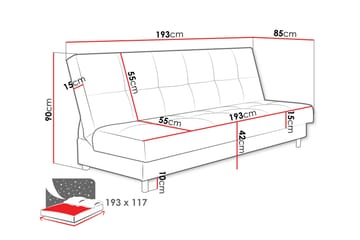Denegal 3-sits Bäddsoffa Dark grey - Møbler - Sofaer - Sovesofaer - 3 seters sovesofa