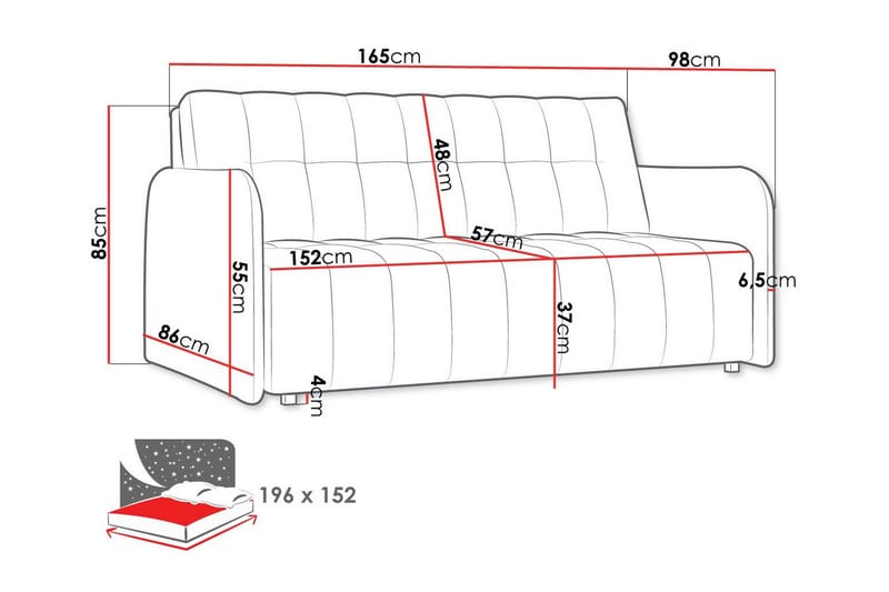 Denegal 3-sits Bäddsoffa NO_BRAND Brown - Møbler - Sofaer - Sovesofaer - 3 seters sovesofa