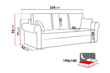 Denegal 3-sits Bäddsoffa NO_BRAND Brown/Beige - Møbler - Sofaer - Sovesofaer - 3 seters sovesofa