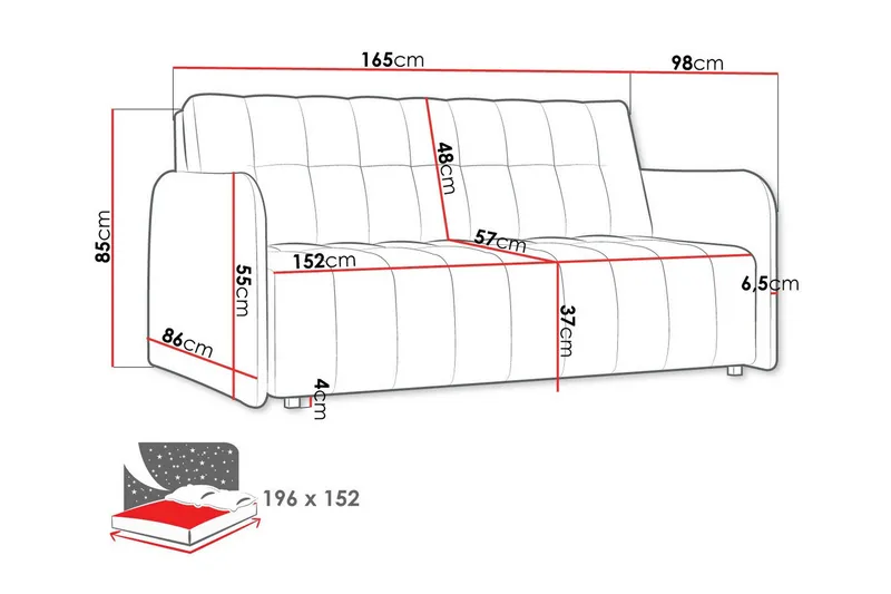 Denegal 3-sits Bäddsoffa NO_BRAND Dark brown - Møbler - Sofaer - Sovesofaer - 3 seters sovesofa