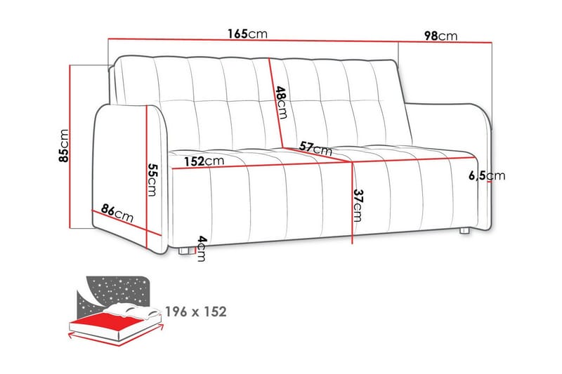 Denegal 3-sits Bäddsoffa NO_BRAND Dark green - Møbler - Sofaer - Sovesofaer - 3 seters sovesofa