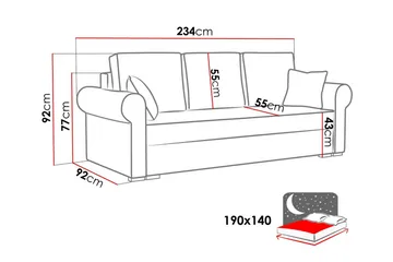 Denegal 3-sits Bäddsoffa NO_BRAND Green - Møbler - Sofaer - Sovesofaer - 3 seters sovesofa
