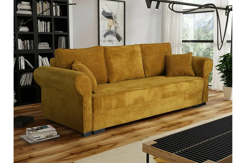 Denegal 3-sits Bäddsoffa NO_BRAND Mustard yellow - Møbler - Sofaer - Sovesofaer - 3 seters sovesofa