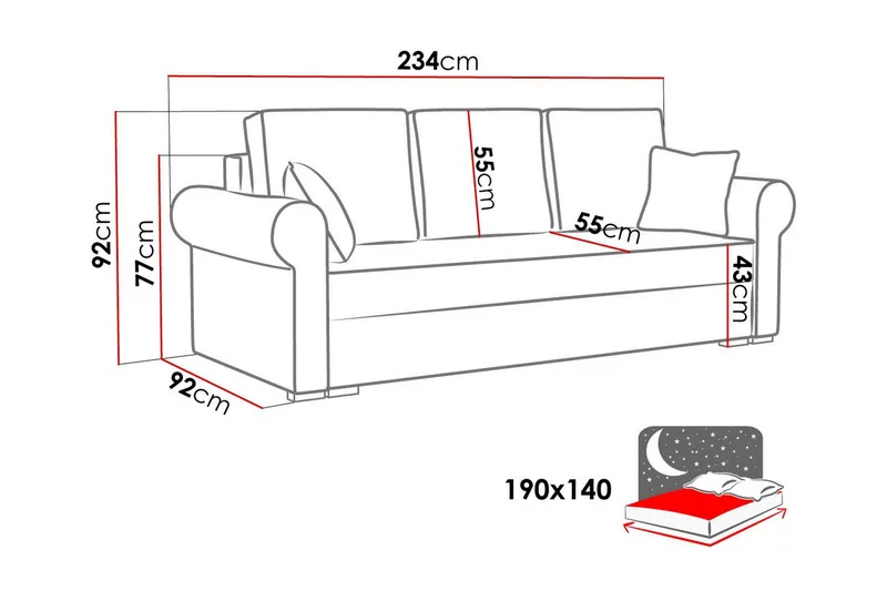 Denegal 3-sits Bäddsoffa NO_BRAND Mustard yellow - Møbler - Sofaer - Sovesofaer - 3 seters sovesofa