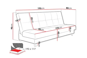 Denegal 3-sits Bäddsoffa NO_BRAND Yellow - Møbler - Sofaer - Sovesofaer - 3 seters sovesofa