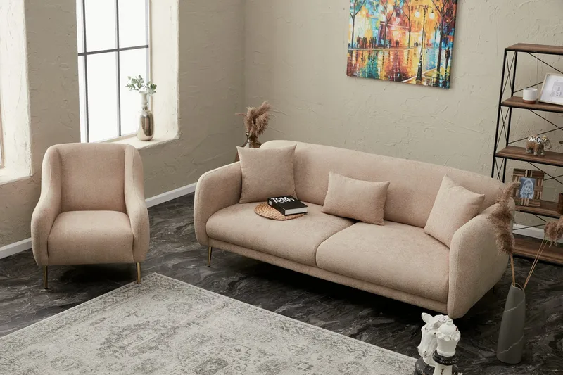 Devika Sovesofa 3-seter - Beige - Møbler - Sofaer - Sovesofaer - 3 seters sovesofa