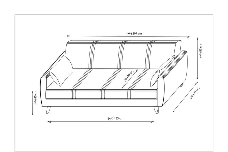 Dewan 3-seter Sovesofa 96x183 cm med Oppbevaring i Lin - Beige - Møbler - Sofaer - Sovesofaer - 3 seters sovesofa