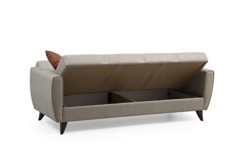 Dewan 3-seter Sovesofa 96x183 cm med Oppbevaring i Lin - Beige - Møbler - Sofaer - Sovesofaer - 3 seters sovesofa