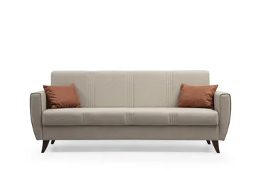 Dewan 3-seter Sovesofa 96x183 cm med Oppbevaring i Lin - Beige - Møbler - Sofaer - Sovesofaer - 3 seters sovesofa