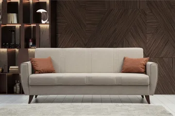 Dewan 3-seter Sovesofa 96x183 cm med Oppbevaring i Lin - Beige - Møbler - Sofaer - Sovesofaer - 3 seters sovesofa