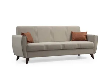Dewan 3-seter Sovesofa 96x183 cm med Oppbevaring i Lin - Beige - Møbler - Sofaer - Sovesofaer - 3 seters sovesofa