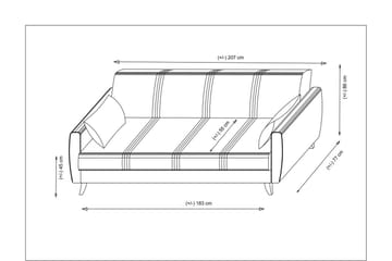 Dewan 3-seters Sovesofa 96x183 cm med Oppbevaring i Stoff - Terrakotta - Møbler - Sofaer - Sovesofaer - 3 seters sovesofa