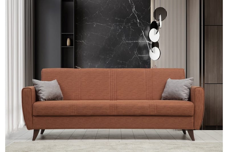 Dewan 3-seters Sovesofa 96x183 cm med Oppbevaring i Stoff - Terrakotta - Møbler - Sofaer - Sovesofaer - 3 seters sovesofa