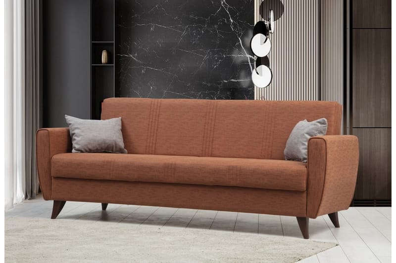 Dewan 3-seters Sovesofa 96x183 cm med Oppbevaring i Stoff - Terrakotta - Møbler - Sofaer - Sovesofaer - 3 seters sovesofa