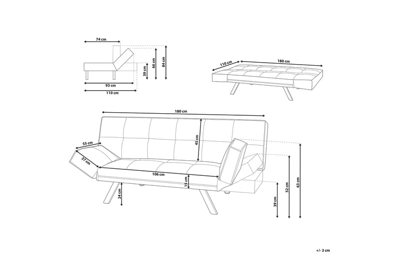 Divansofa Bristol 180 cm - Blå - 3 seters sovesofa