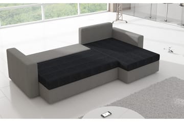 Eguino 3-seter Høyre Hjørnesovesofa i Stoff med Underrede i Kunstlær - Lysegrå Melert - Møbler - Sofaer - Sovesofaer - Sovesofa divan