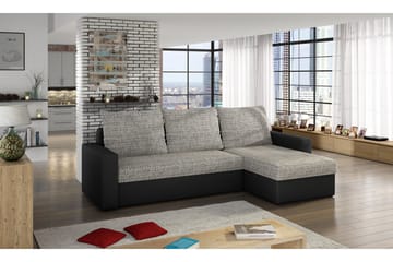 Eguino 3-seter Høyre Sovesofa 125x195 cm med Oppbevaring i Stoff - Lysgrå Melert - Møbler - Sofaer - Sovesofaer - Sovesofa divan