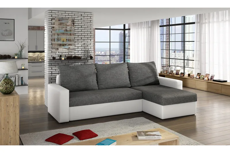 Eguino Sovesofa - Grå/Hvit - Møbler - Sofaer - Sovesofaer - 3 seters sovesofa