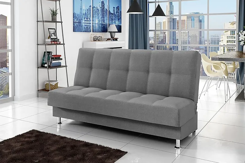 Enduro 3-seters Rektangulær Sovesofa 120x195 cm med Oppbevaring i Stoff - Grå - Møbler - Sofaer - Sovesofaer - 3 seters sovesofa