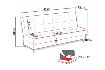 Enduro Sovesofa 195x85x90 cm - Møbler - Sofaer - Sovesofaer - 3 seters sovesofa