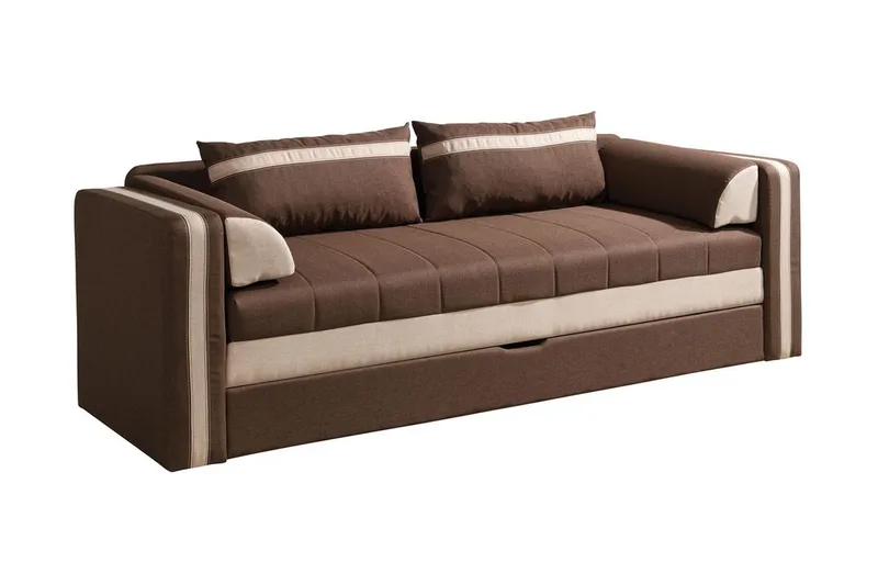 Euforia 3-seter Sovesofa 140x188 cm med Oppbevaring i Stoff, Brun