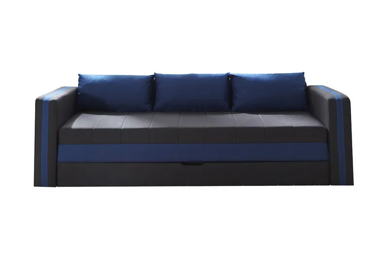 Euforia 3-seter Uttrekkbar Sovesofa 140x188 cm med Oppbevaring i Stoff, Antrasitt