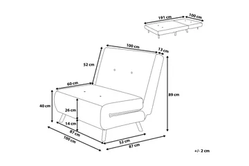 Farris Sovesofa 100 cm - Grå - Møbler - Sofaer - Sovesofaer - 3 seters sovesofa